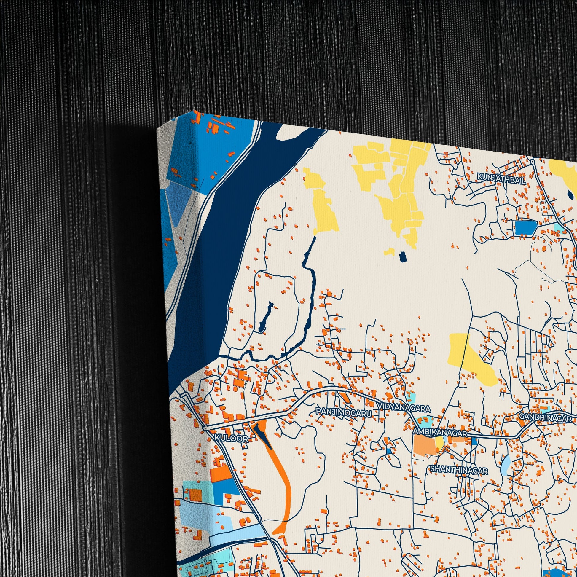 Mangalore India Colorful City Map Canvas Print Detail
