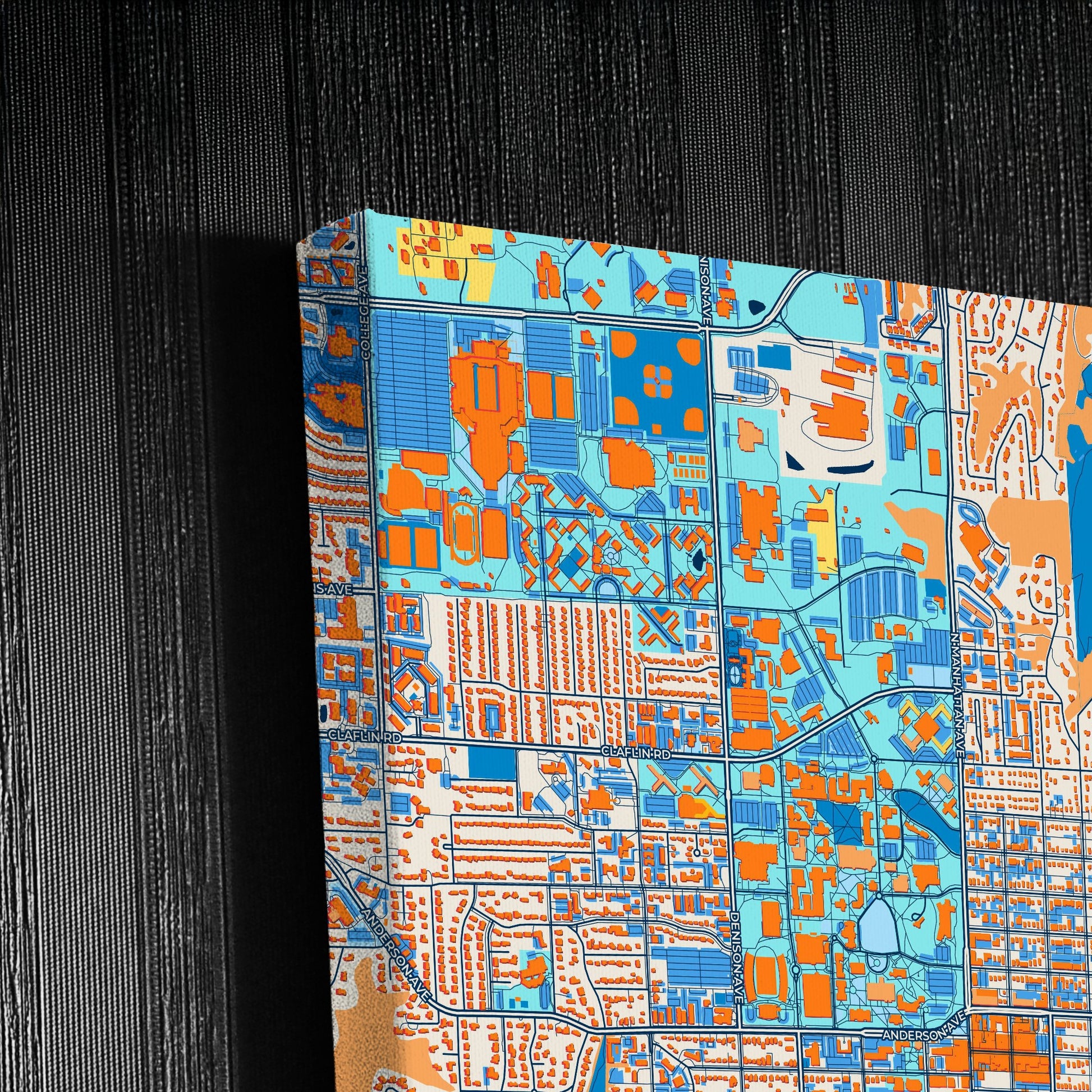 Manhattan Kansas Colorful City Map Canvas Print Detail