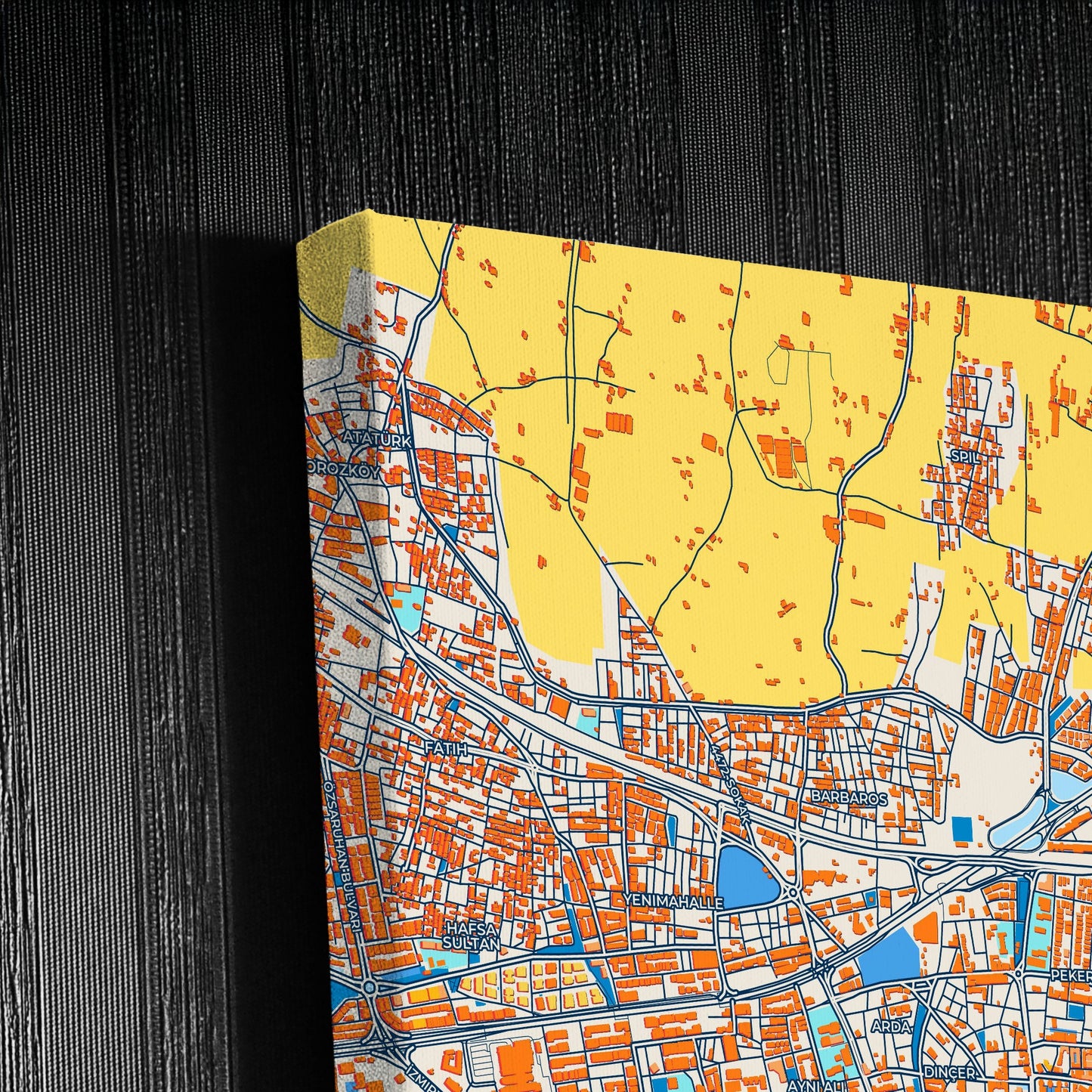 Mani̇sa Turkey Colorful City Map Canvas Print Detail