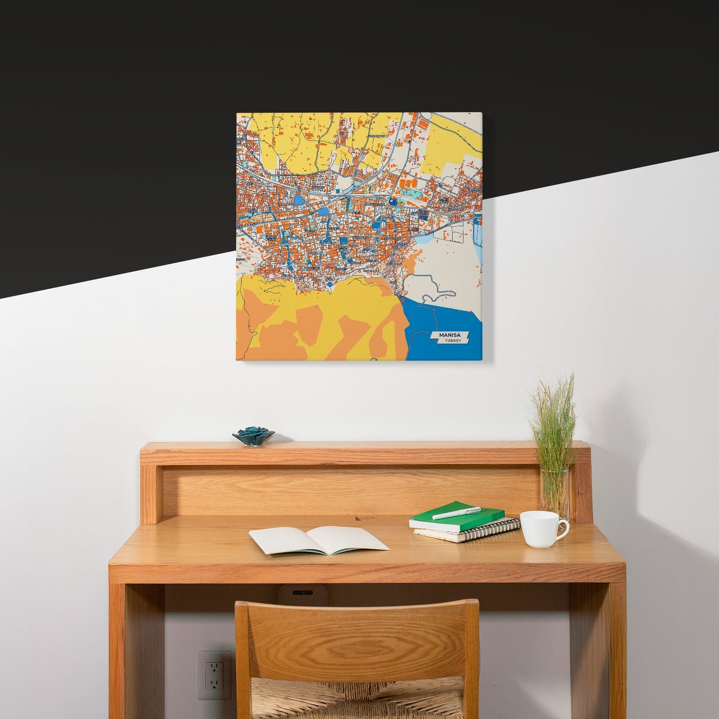 Mani̇sa Turkey Colorful City Map Canvas Print Scene