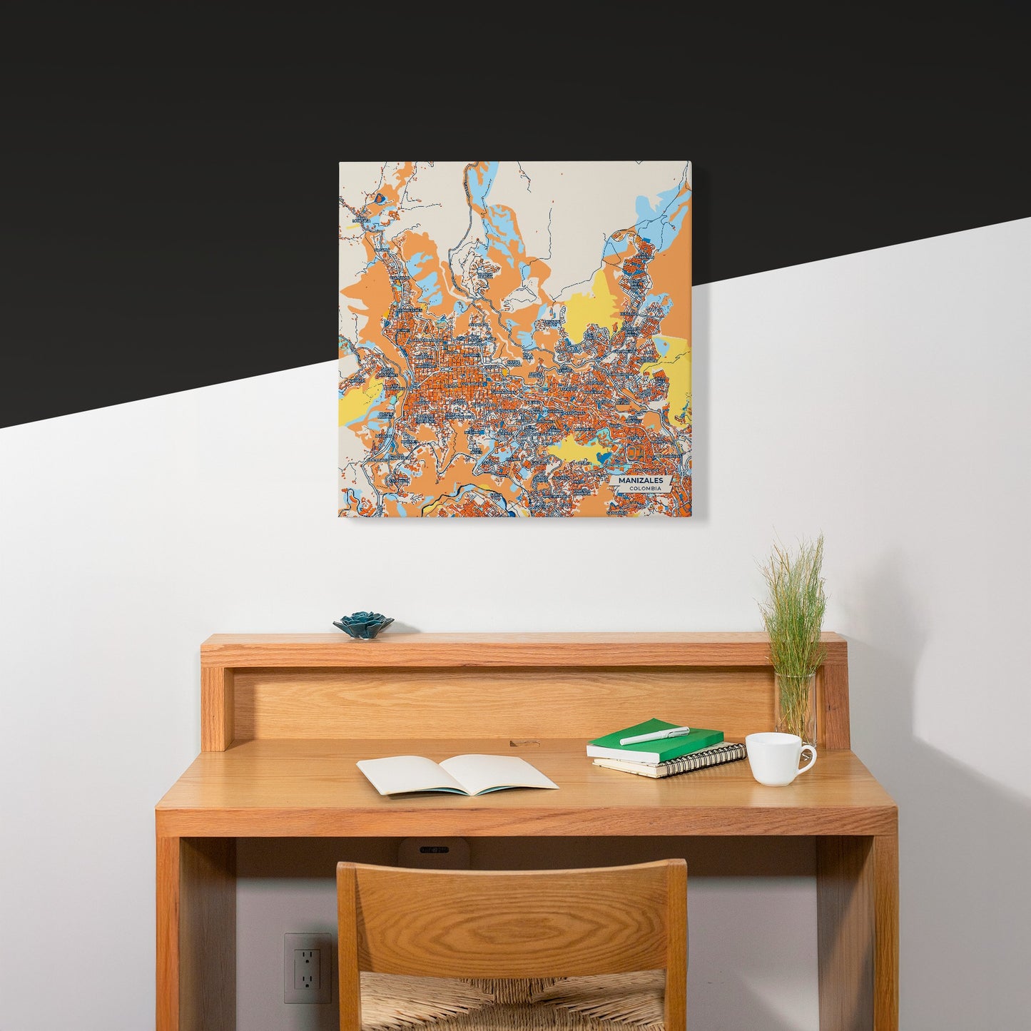 Manizales Colombia Colorful City Map Canvas Print Scene