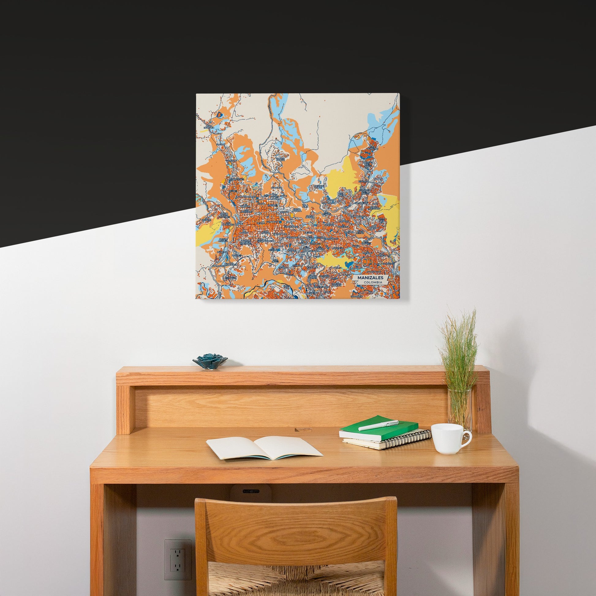 Manizales Colombia Colorful City Map Canvas Print Scene