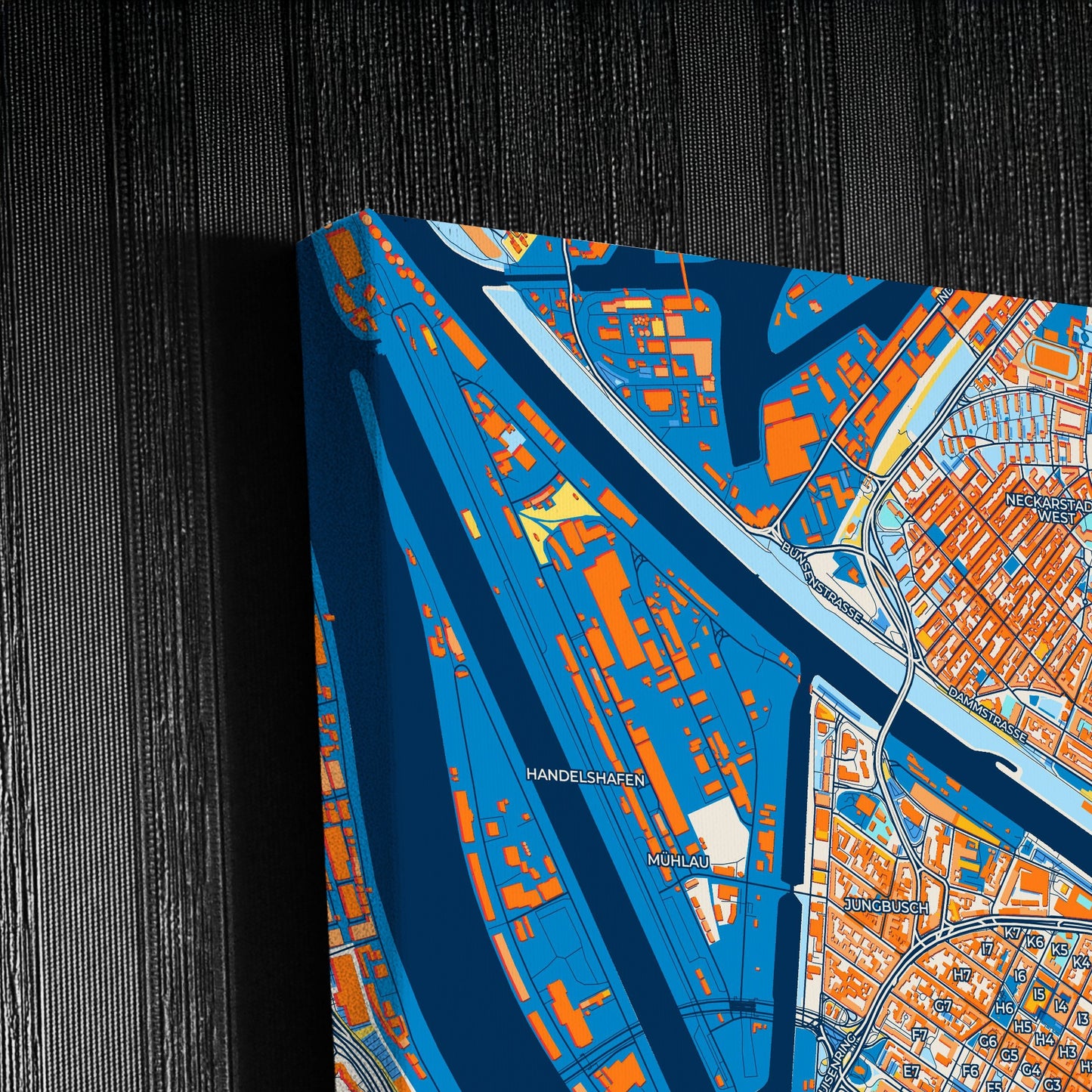 Mannheim Germany Colorful City Map Canvas Print Detail