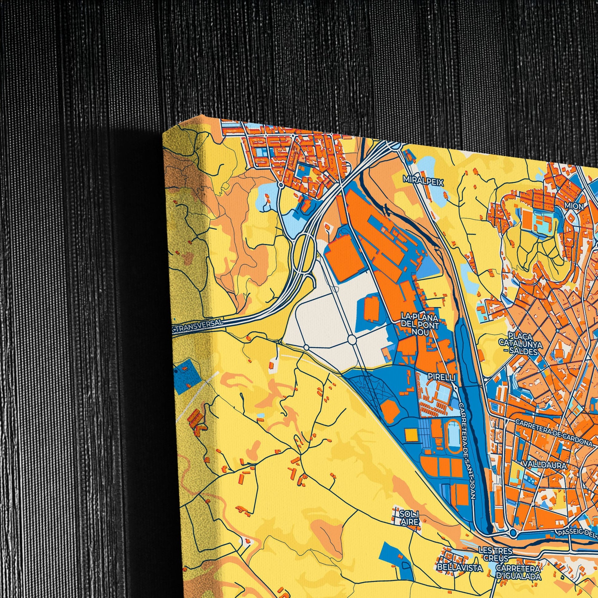 Manresa Spain Colorful City Map Canvas Print Detail