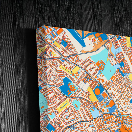 Mansfield England Colorful City Map Canvas Print Detail