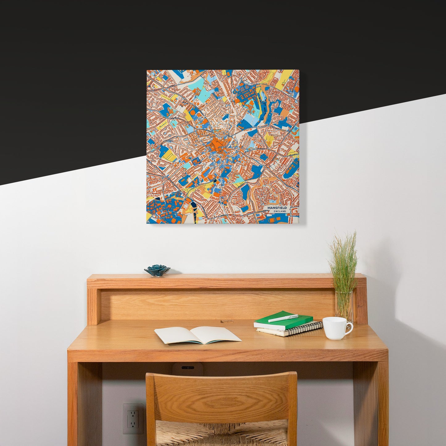 Mansfield England Colorful City Map Canvas Print Scene