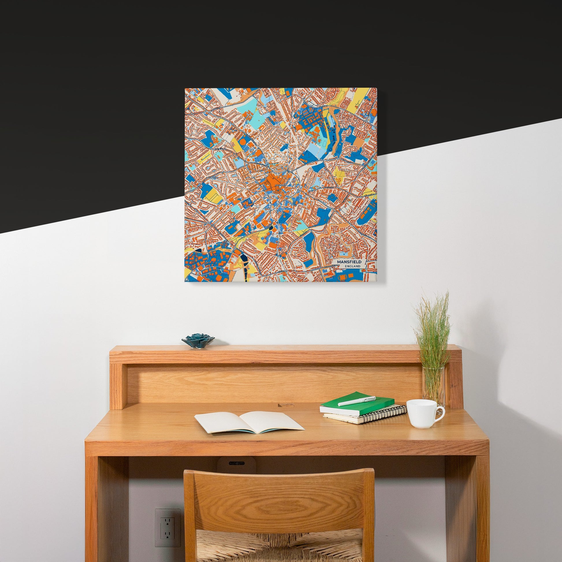 Mansfield England Colorful City Map Canvas Print Scene