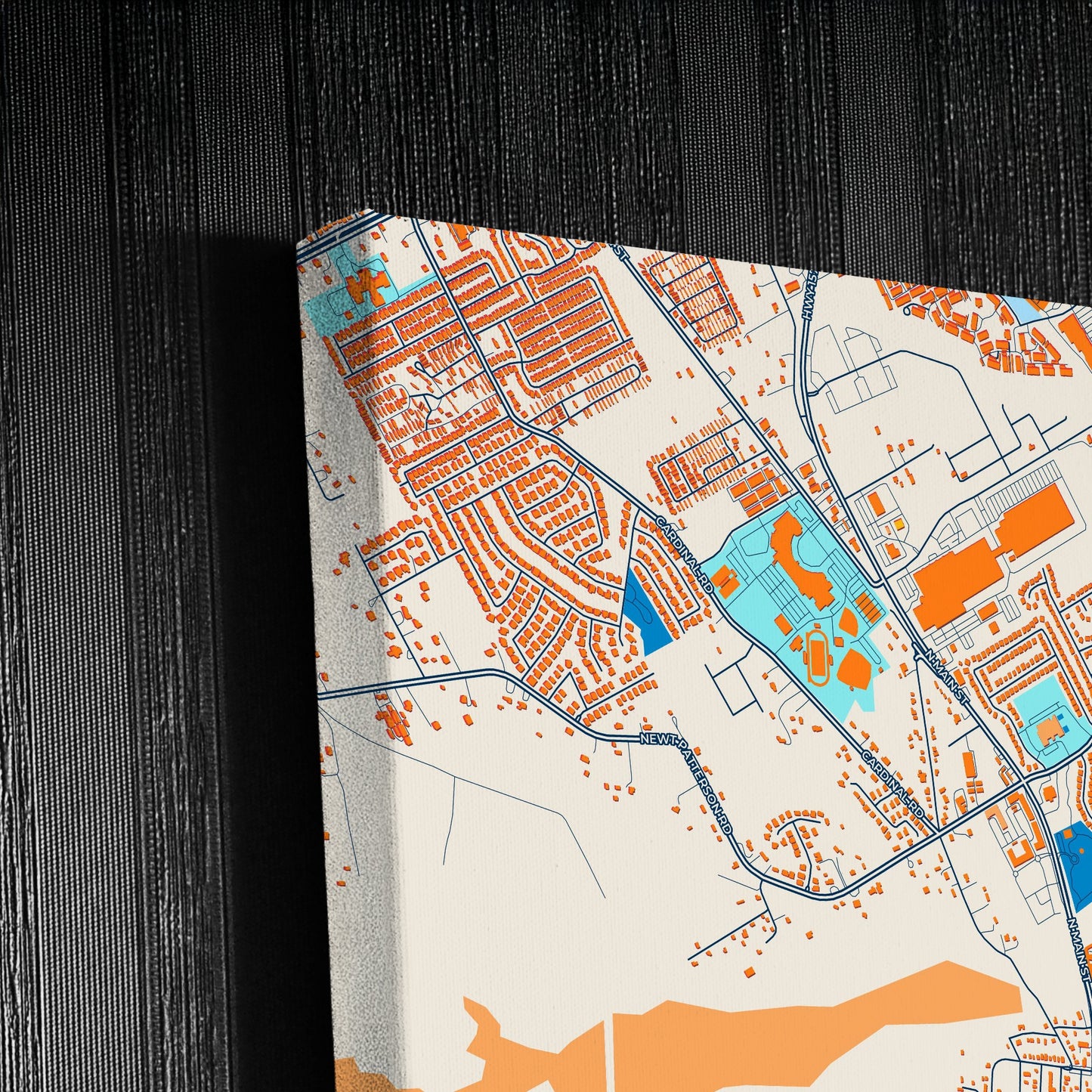Mansfield Texas Colorful City Map Canvas Print Detail
