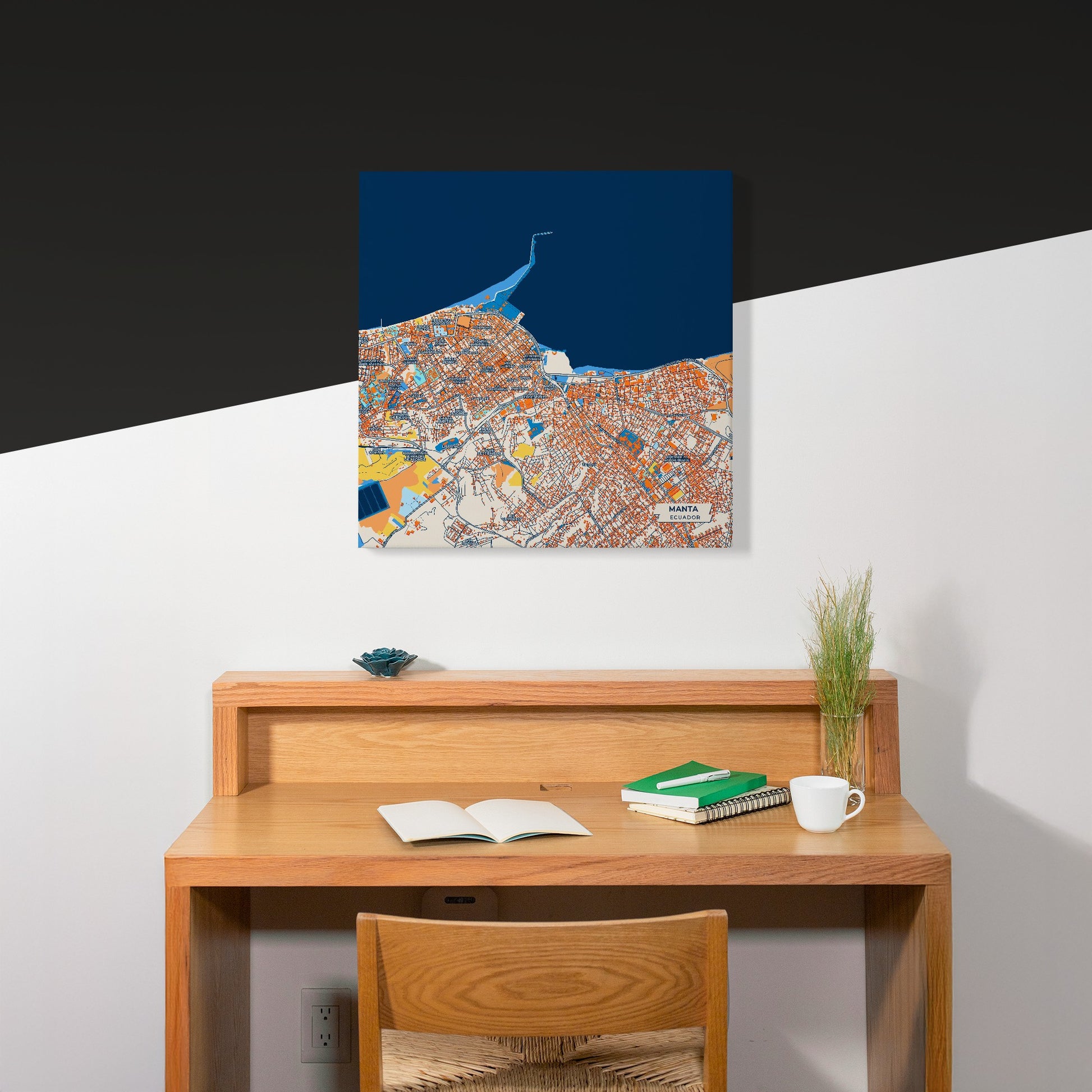 Manta Ecuador Colorful City Map Canvas Print Scene