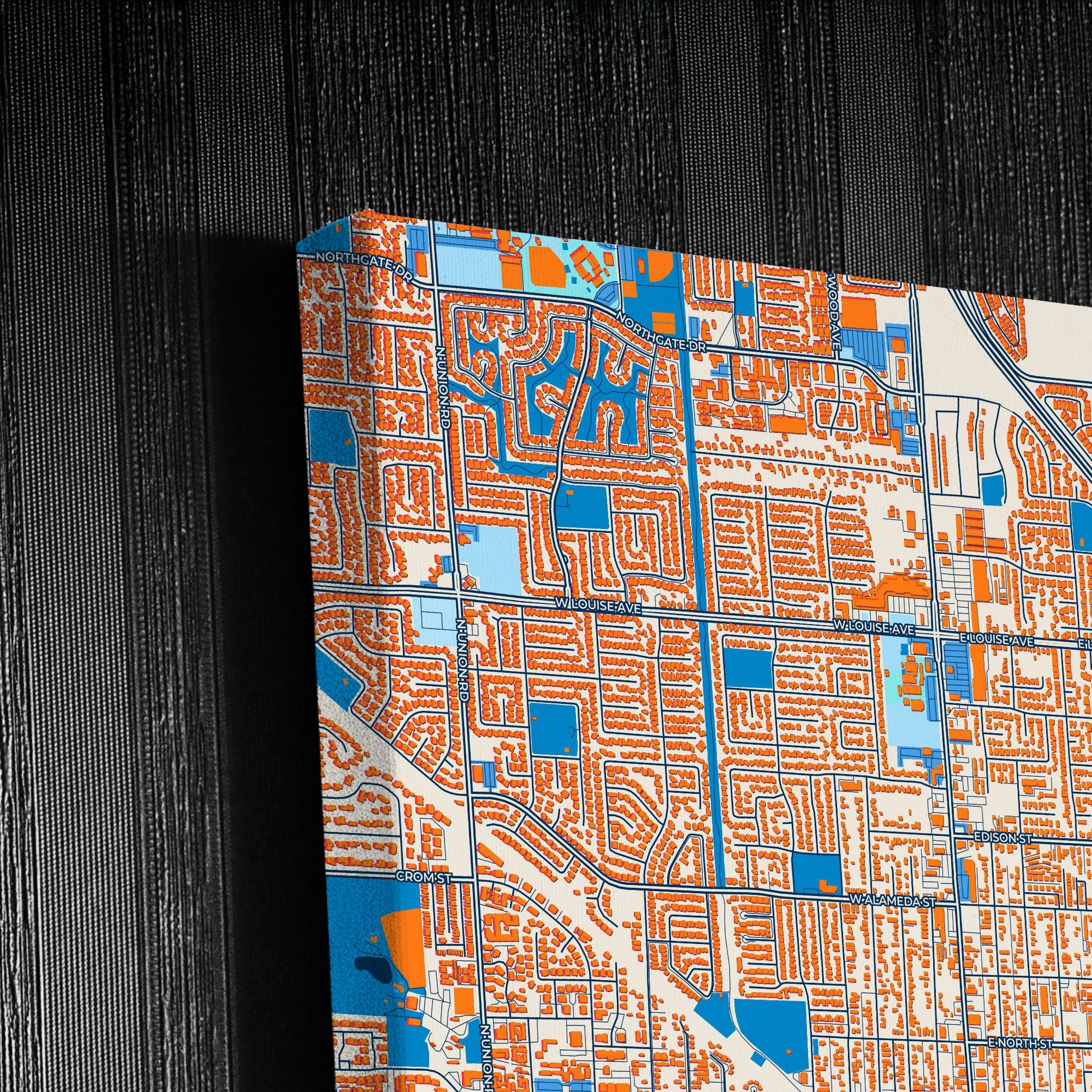 Manteca California Colorful City Map Canvas Print Detail