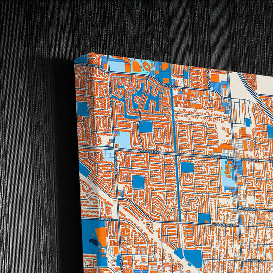 Manteca California Colorful City Map Canvas Print Detail