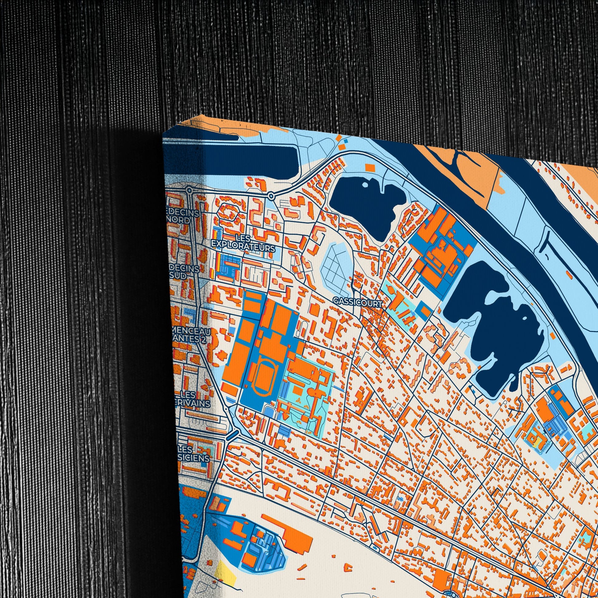 Mantes-La-Jolie France Colorful City Map Canvas Print Detail