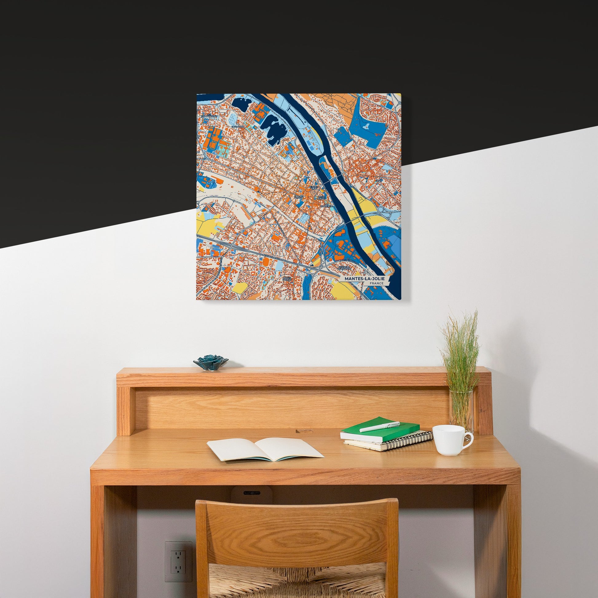 Mantes-La-Jolie France Colorful City Map Canvas Print Scene