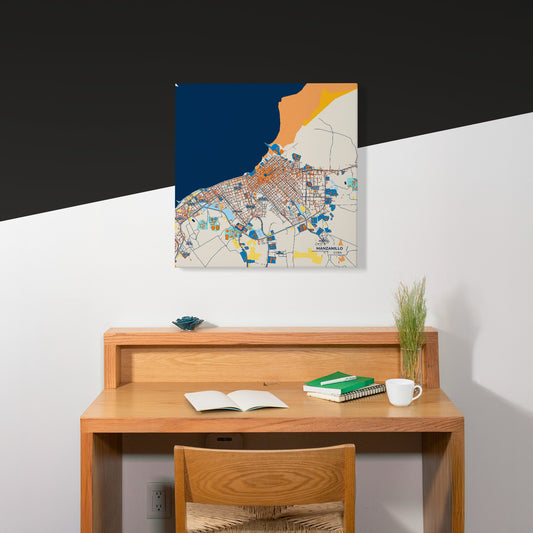 Manzanillo Cuba Colorful City Map Canvas Print Scene