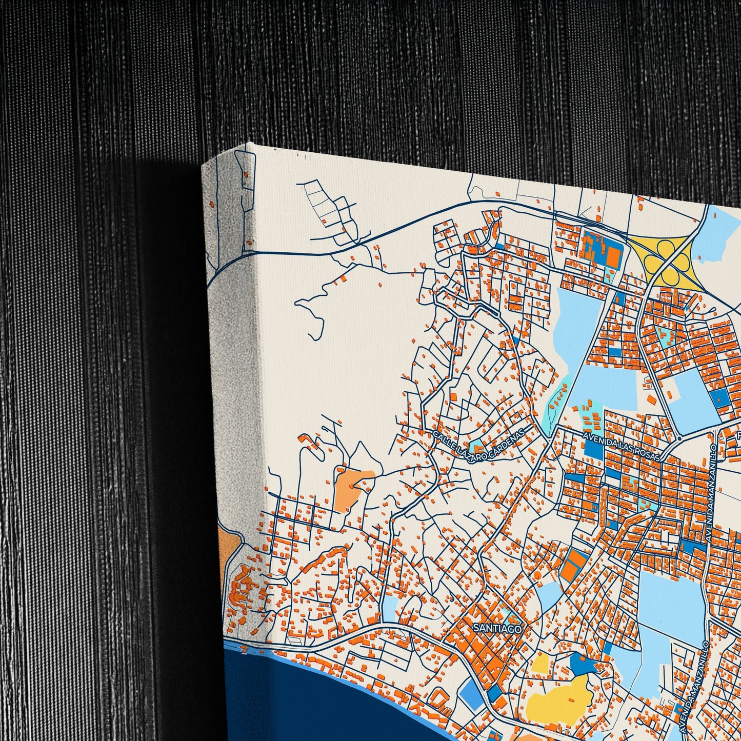 Manzanillo Mexico Colorful City Map Canvas Print Detail