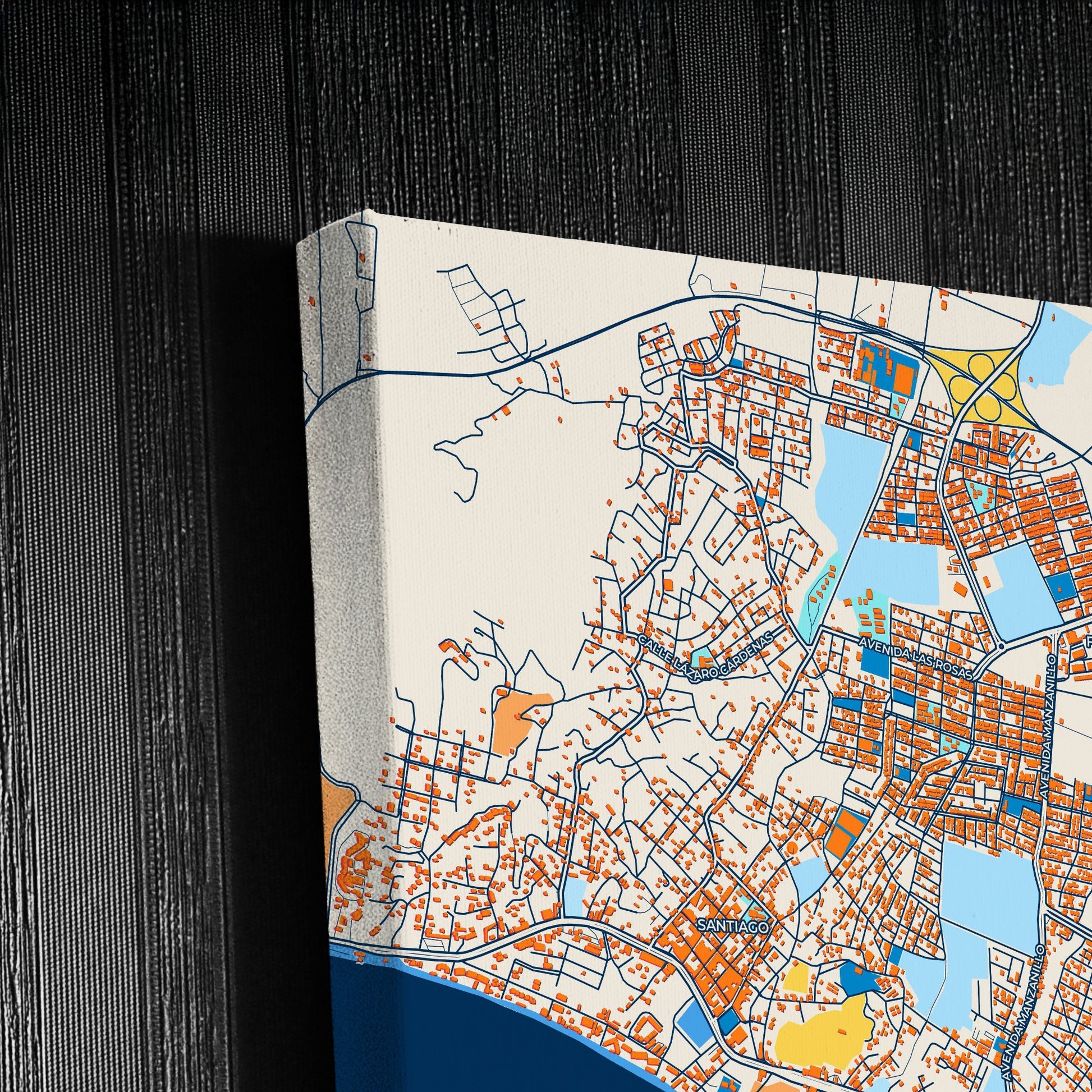 Manzanillo Mexico Colorful City Map Canvas Print Detail