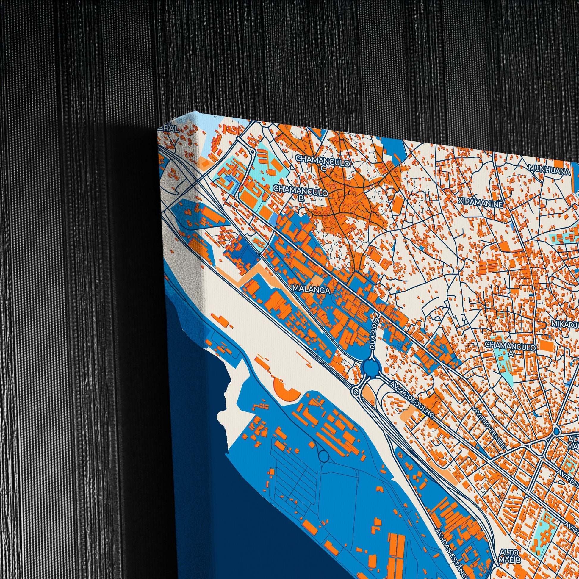 Maputo Mozambique Colorful City Map Canvas Print Detail