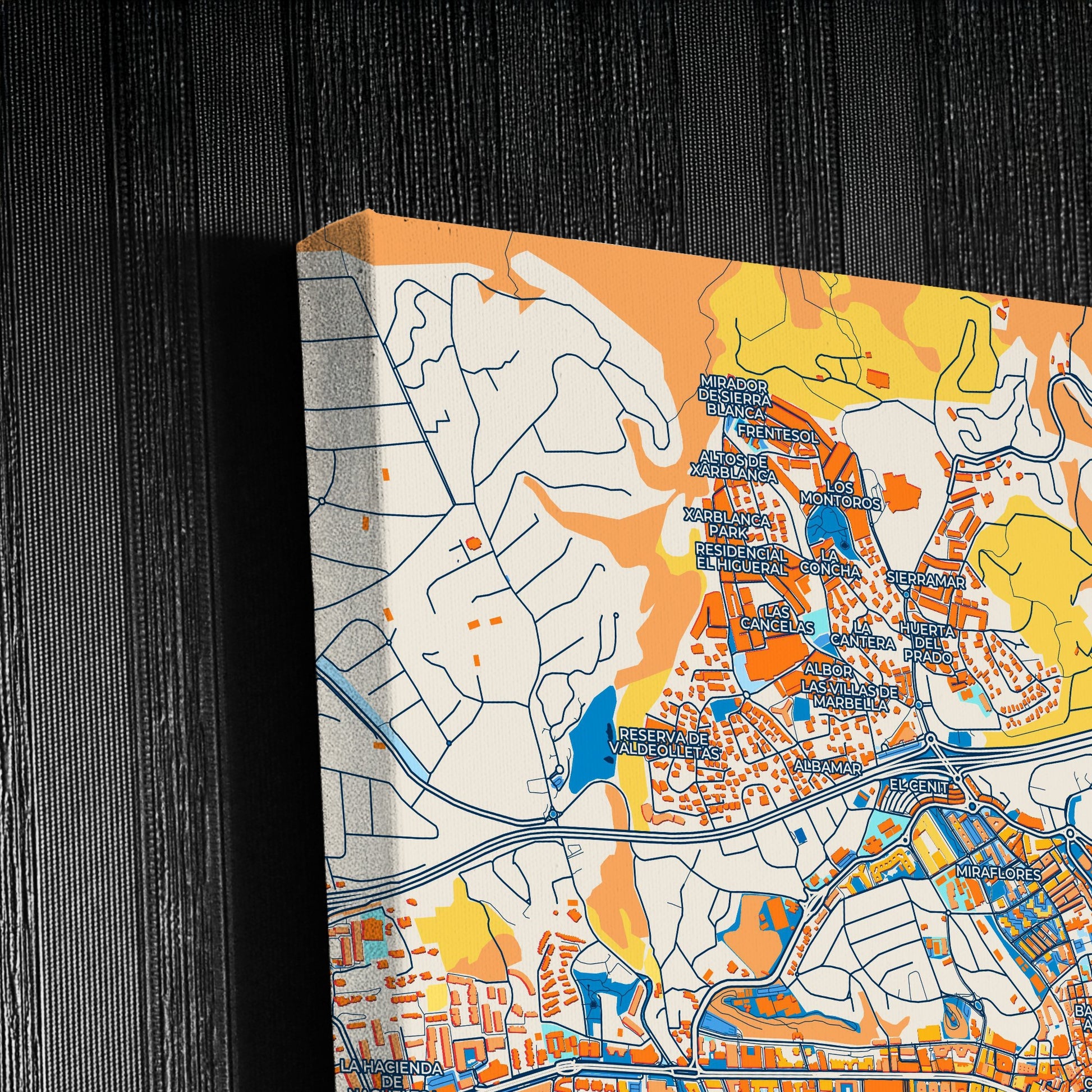 Marbella Spain Colorful City Map Canvas Print Detail