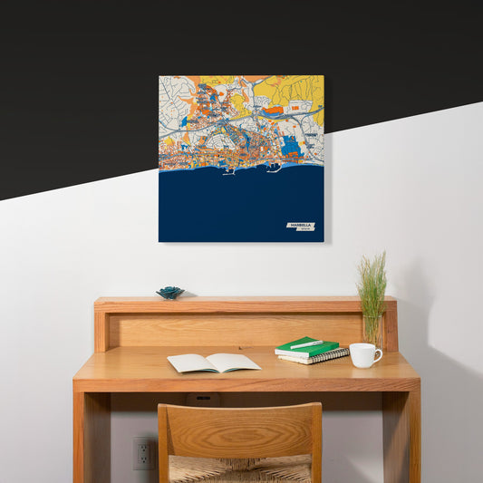 Marbella Spain Colorful City Map Canvas Print Scene