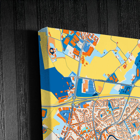 Marcq-En-Barœul France Colorful City Map Canvas Print Detail