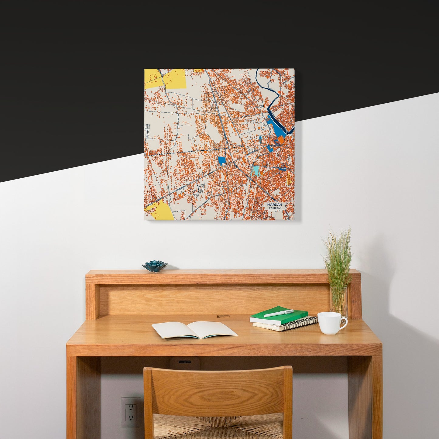 Mardan Pakistan Colorful City Map Canvas Print Scene