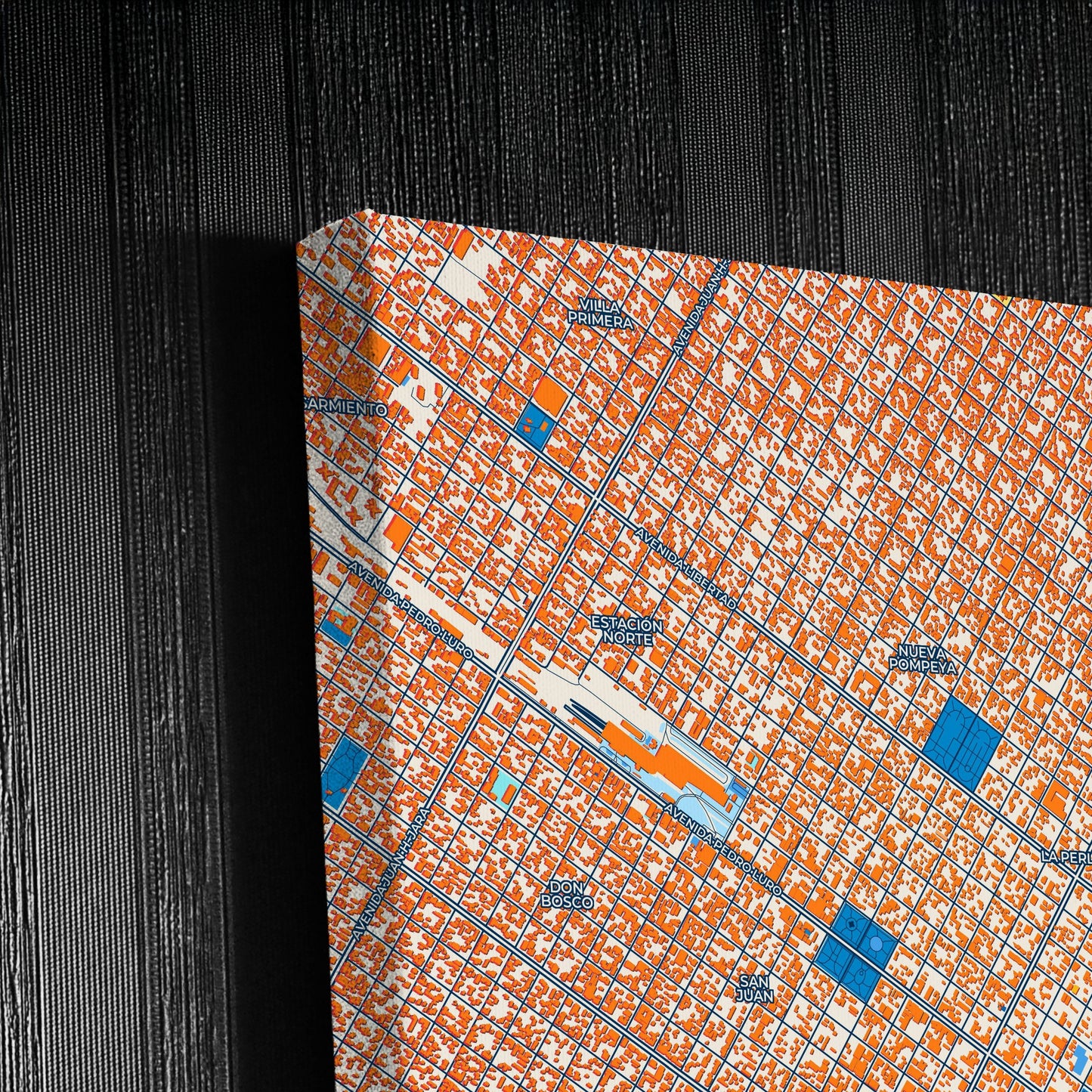 Mar Del Plata Argentina Colorful City Map Canvas Print Detail