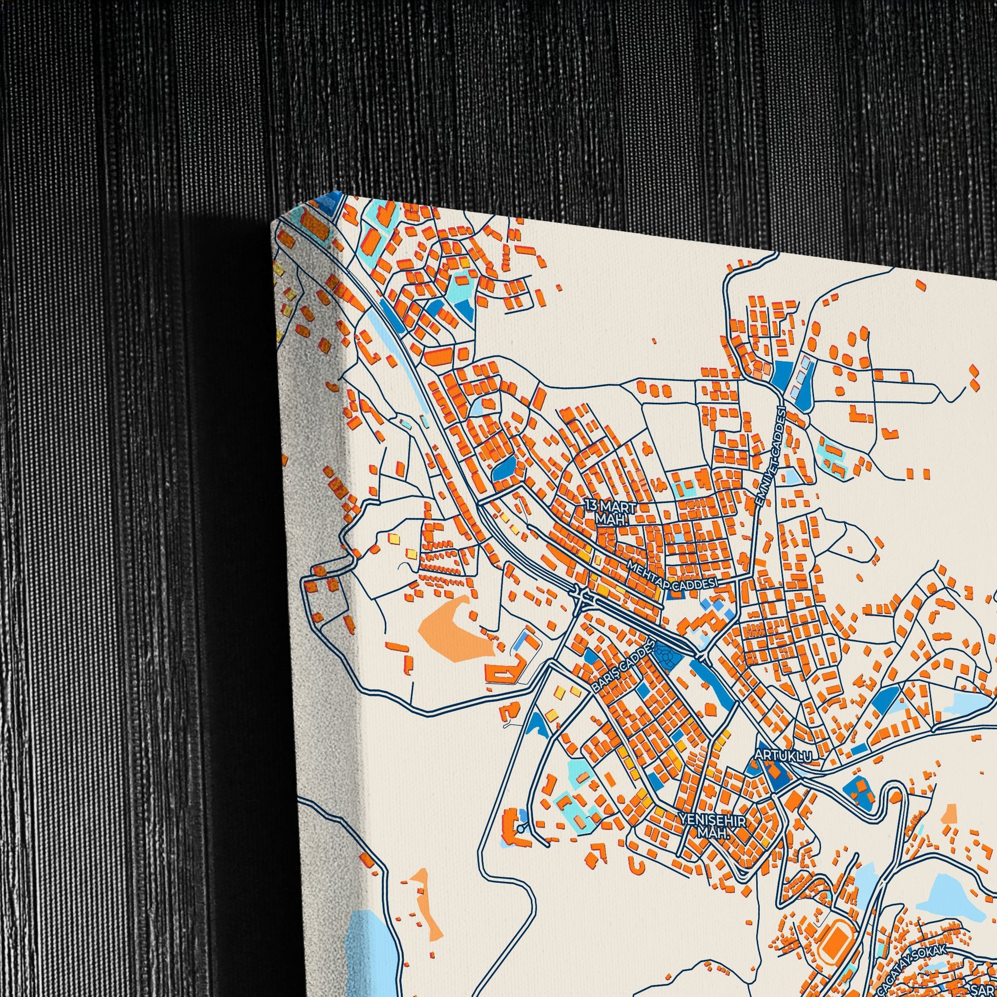 Mardi̇n Turkey Colorful City Map Canvas Print Detail