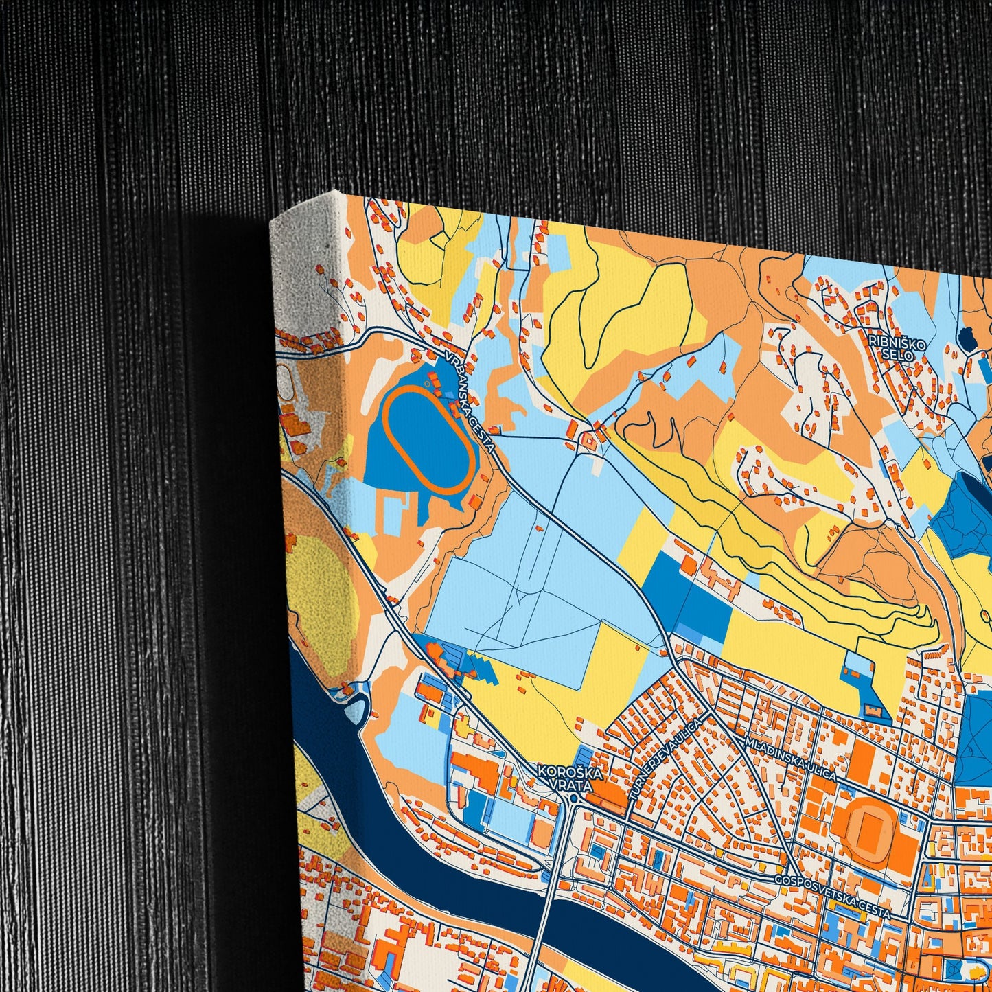 Maribor Slovenia Colorful City Map Canvas Print Detail
