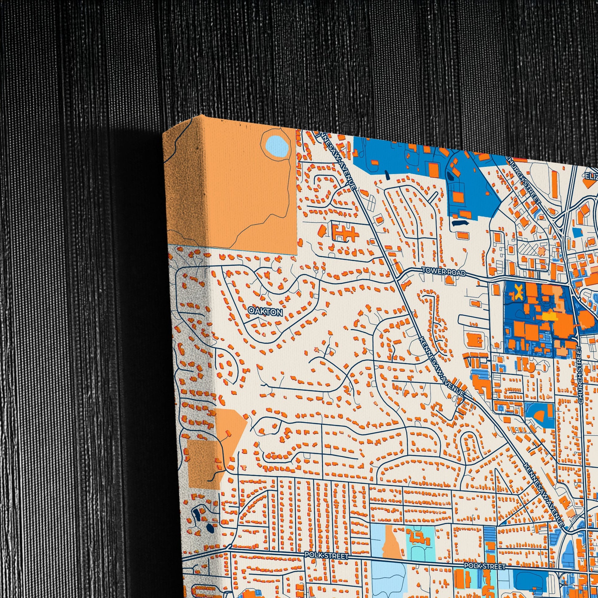 Marietta Georgia Colorful City Map Canvas Print Detail