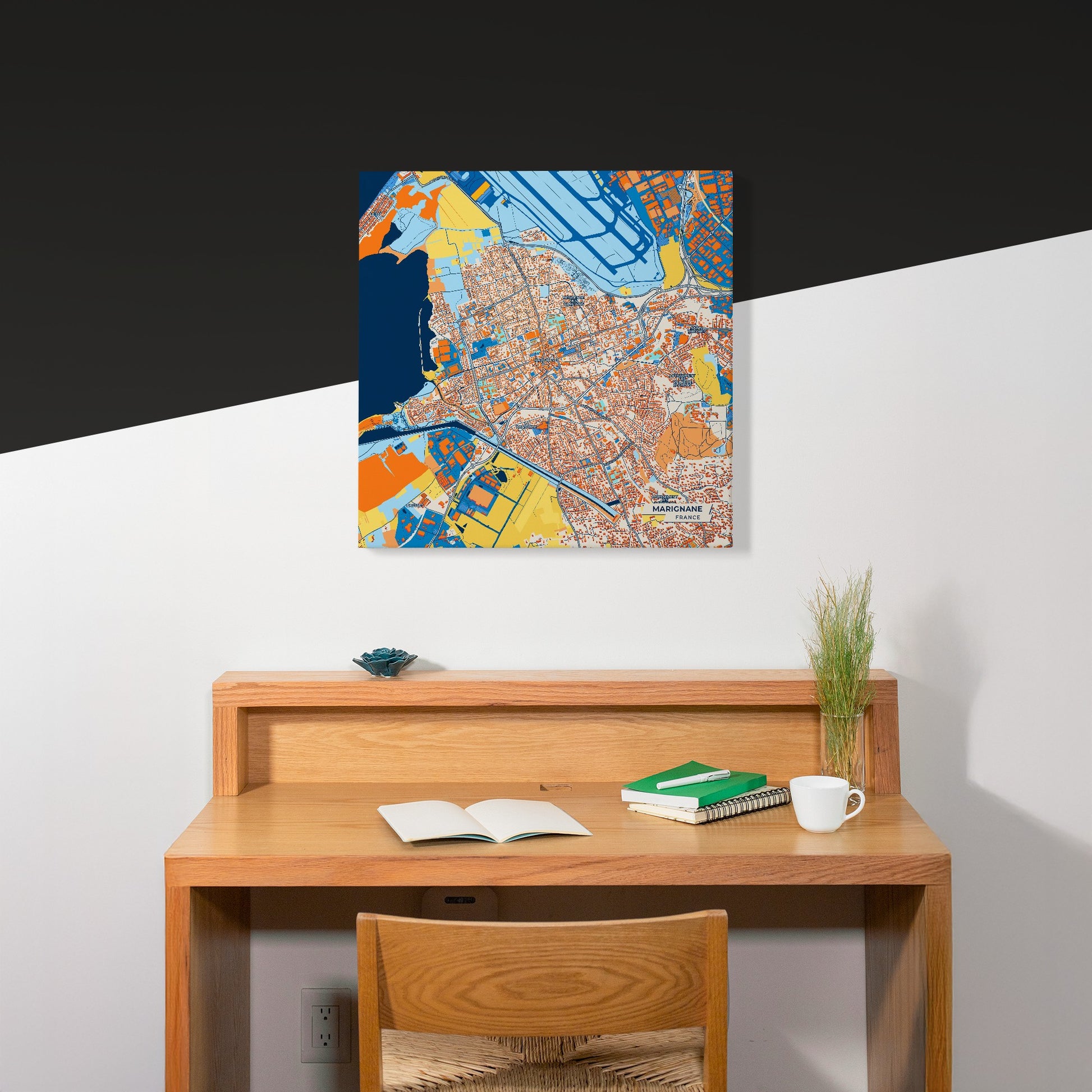 Marignane France Colorful City Map Canvas Print Scene