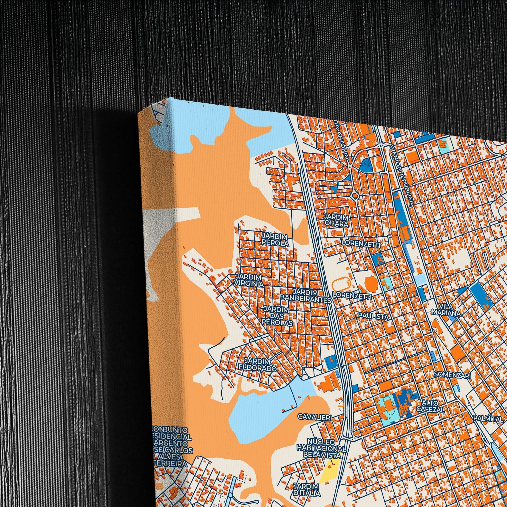 Marilia Brazil Colorful City Map Canvas Print Detail