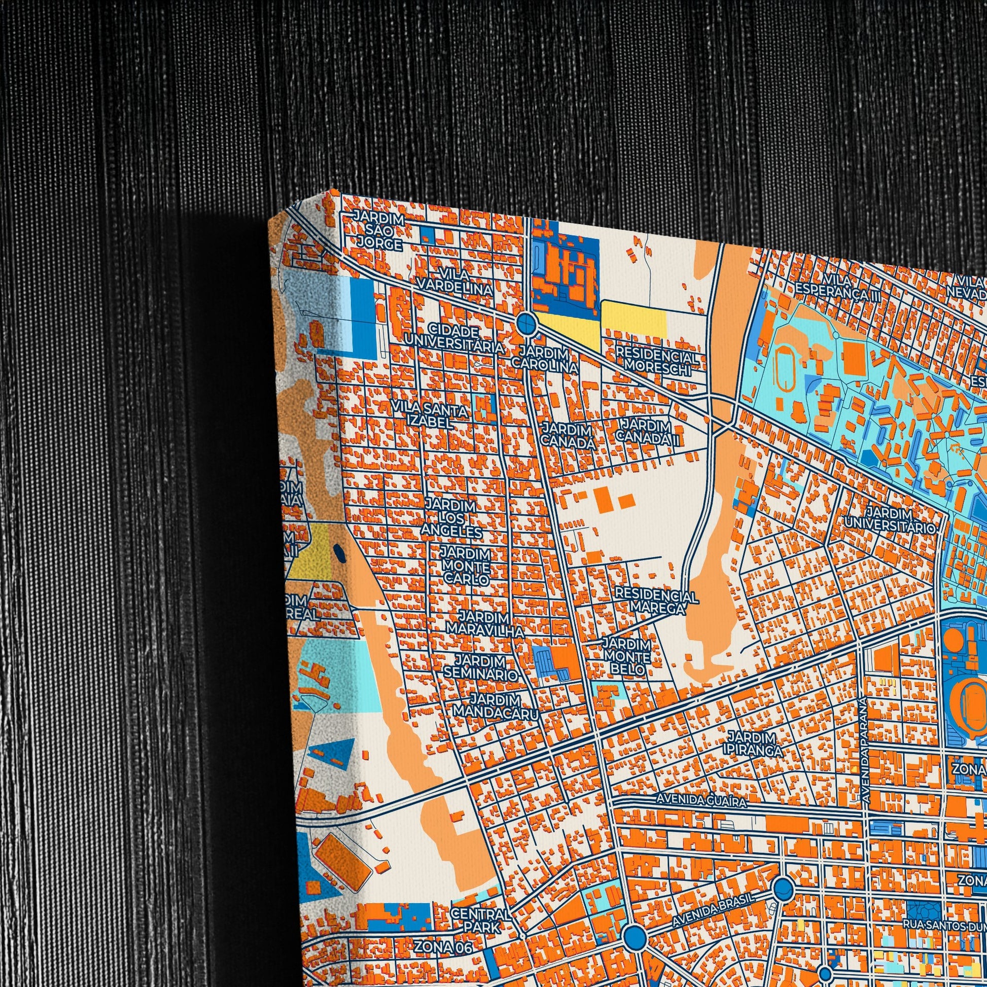 Maringa Brazil Colorful City Map Canvas Print Detail
