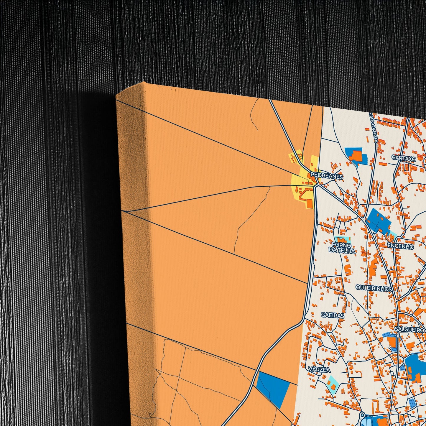 Marinha Grande Portugal Colorful City Map Canvas Print Detail