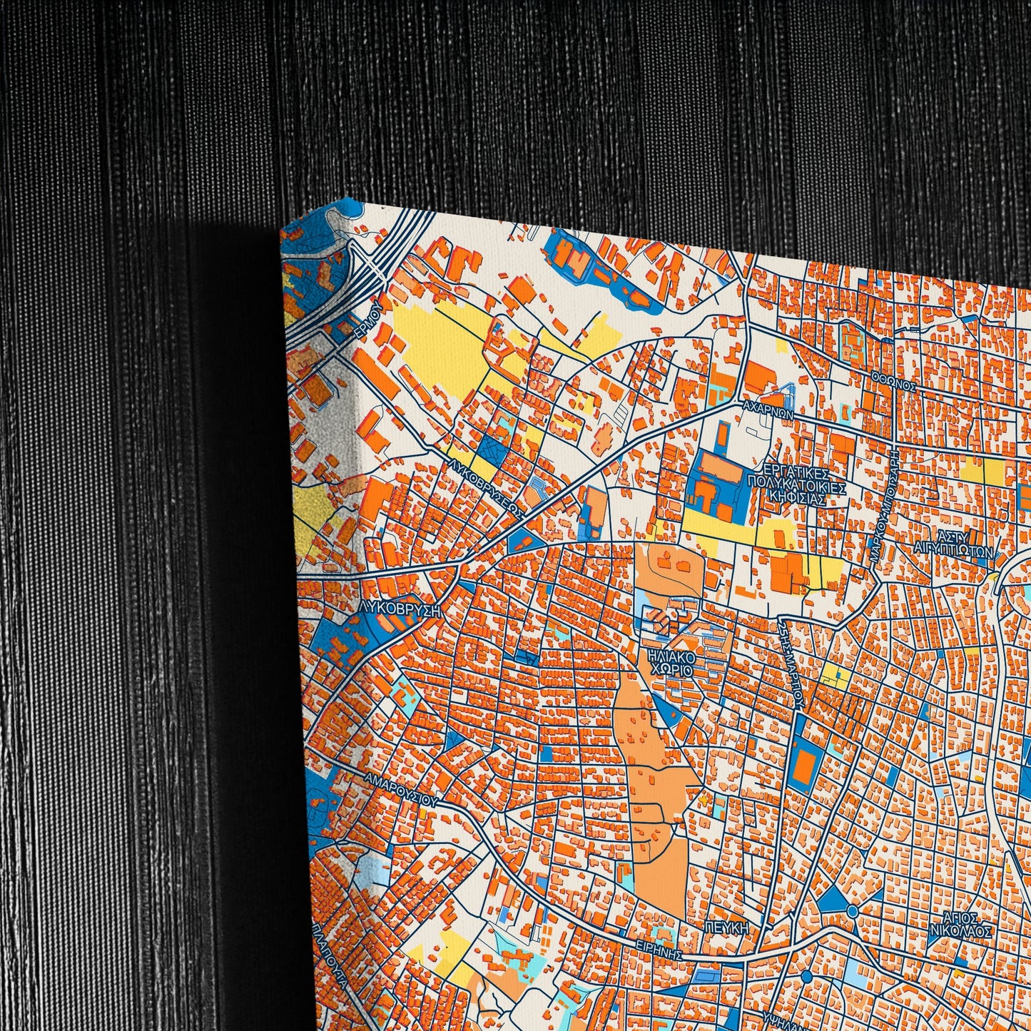 Μαρουσι Greece Colorful City Map Canvas Print Detail