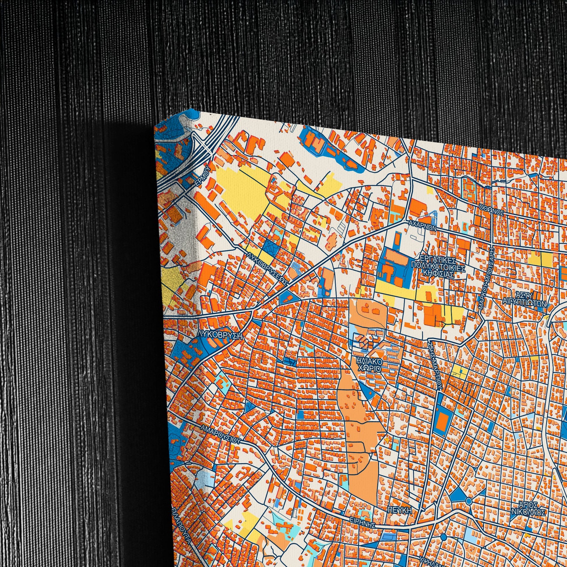 Μαρουσι Greece Colorful City Map Canvas Print Detail