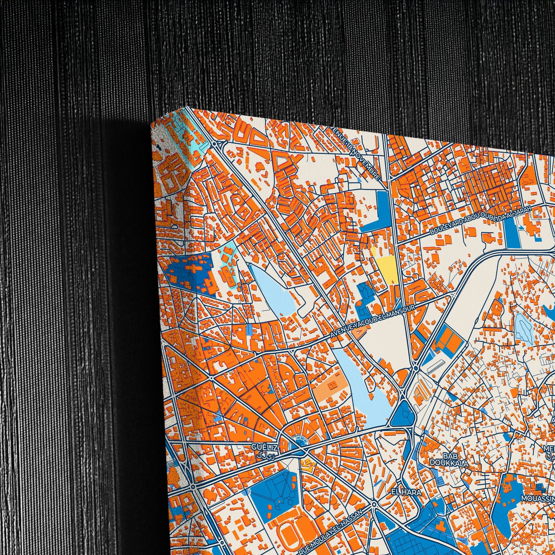 Marrakesh Morocco Colorful City Map Canvas Print Detail