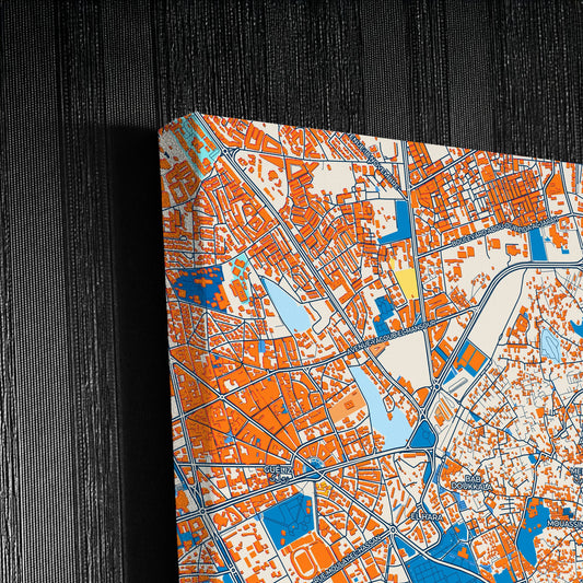 Marrakesh Morocco Colorful City Map Canvas Print Detail
