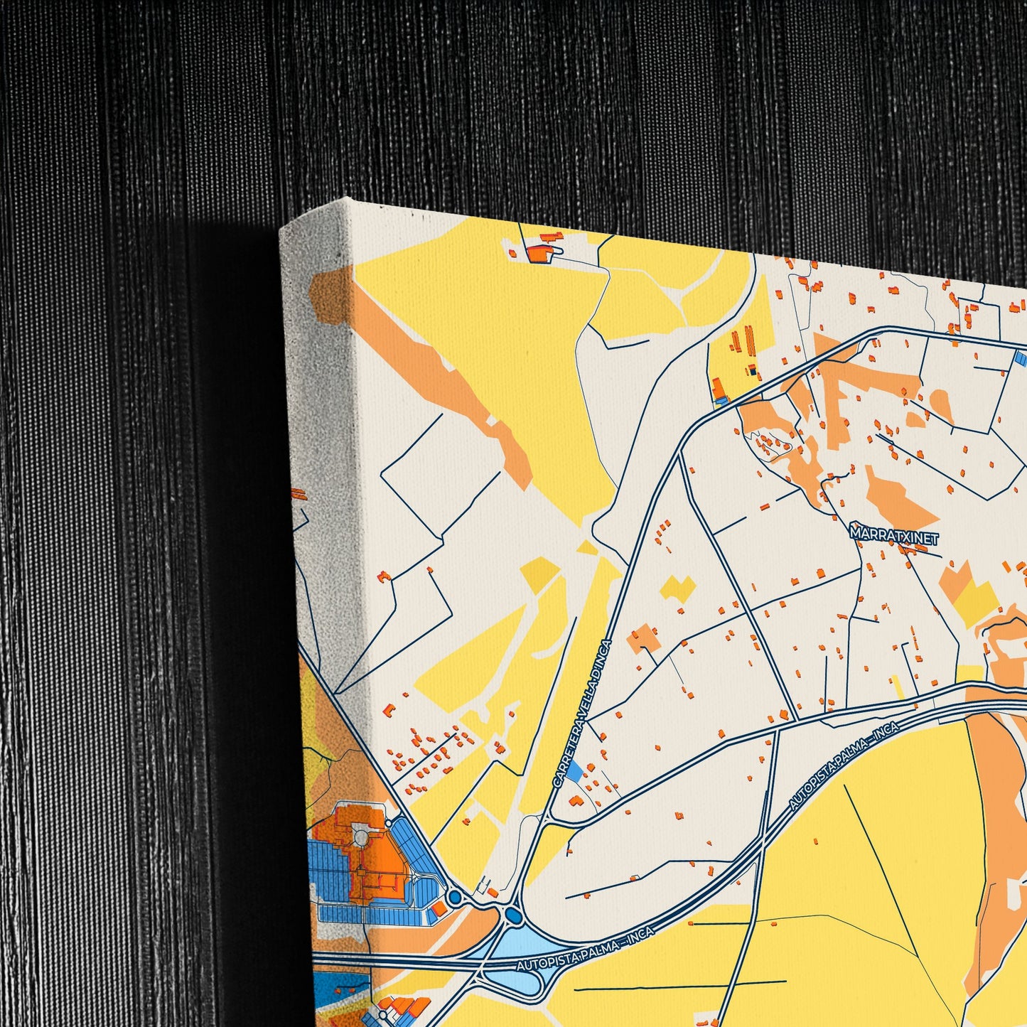 Marratxí Spain Colorful City Map Canvas Print Detail