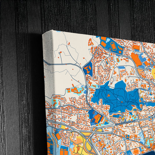 Martigues France Colorful City Map Canvas Print Detail