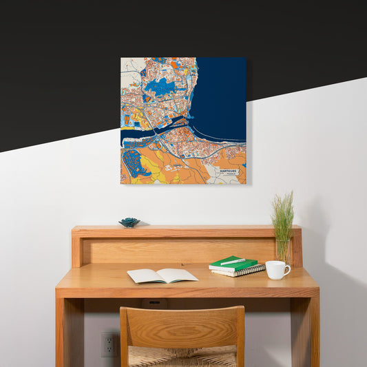 Martigues France Colorful City Map Canvas Print Scene