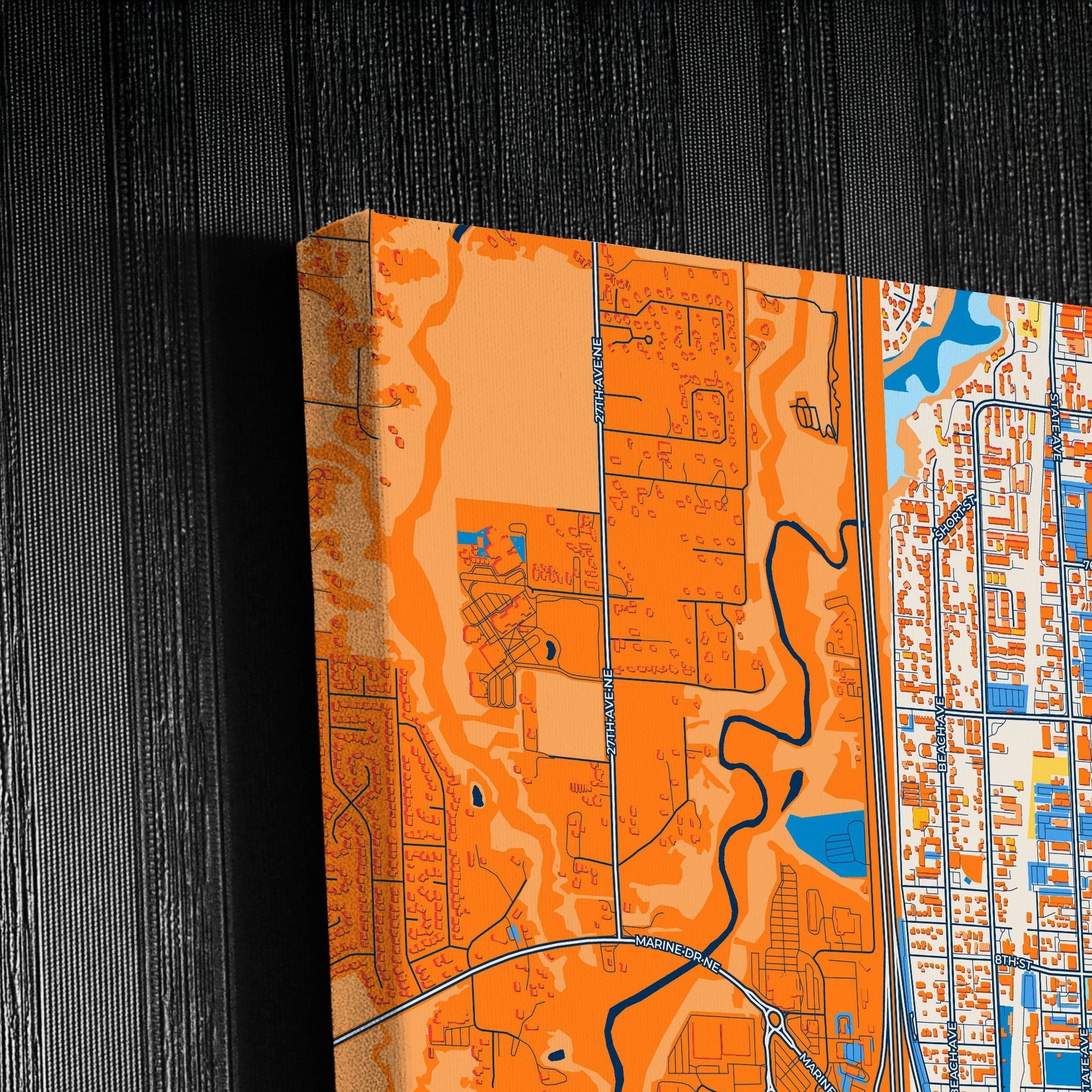 Marysville Washington Colorful City Map Canvas Print Detail