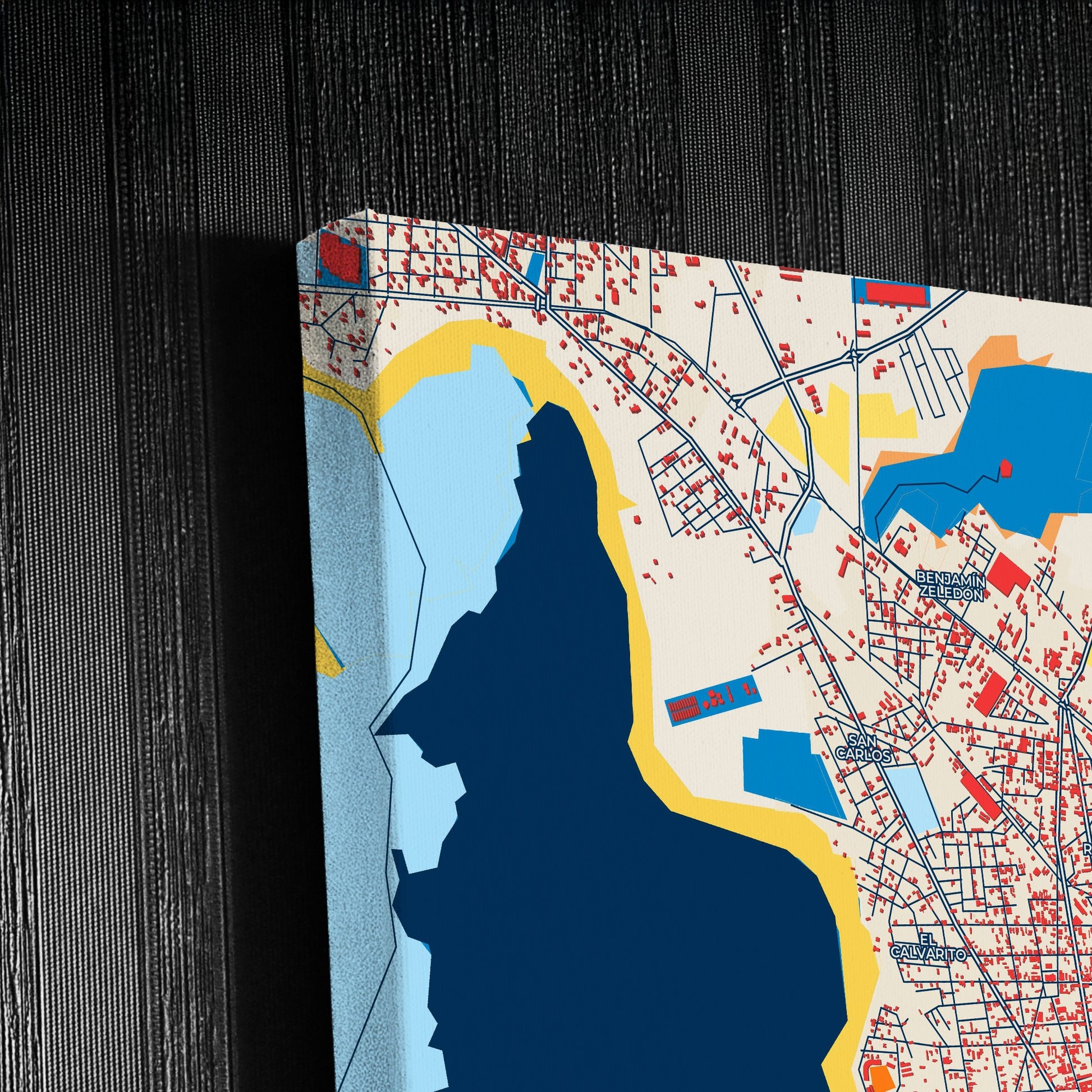 Masaya Nicaragua Colorful City Map Canvas Print Detail