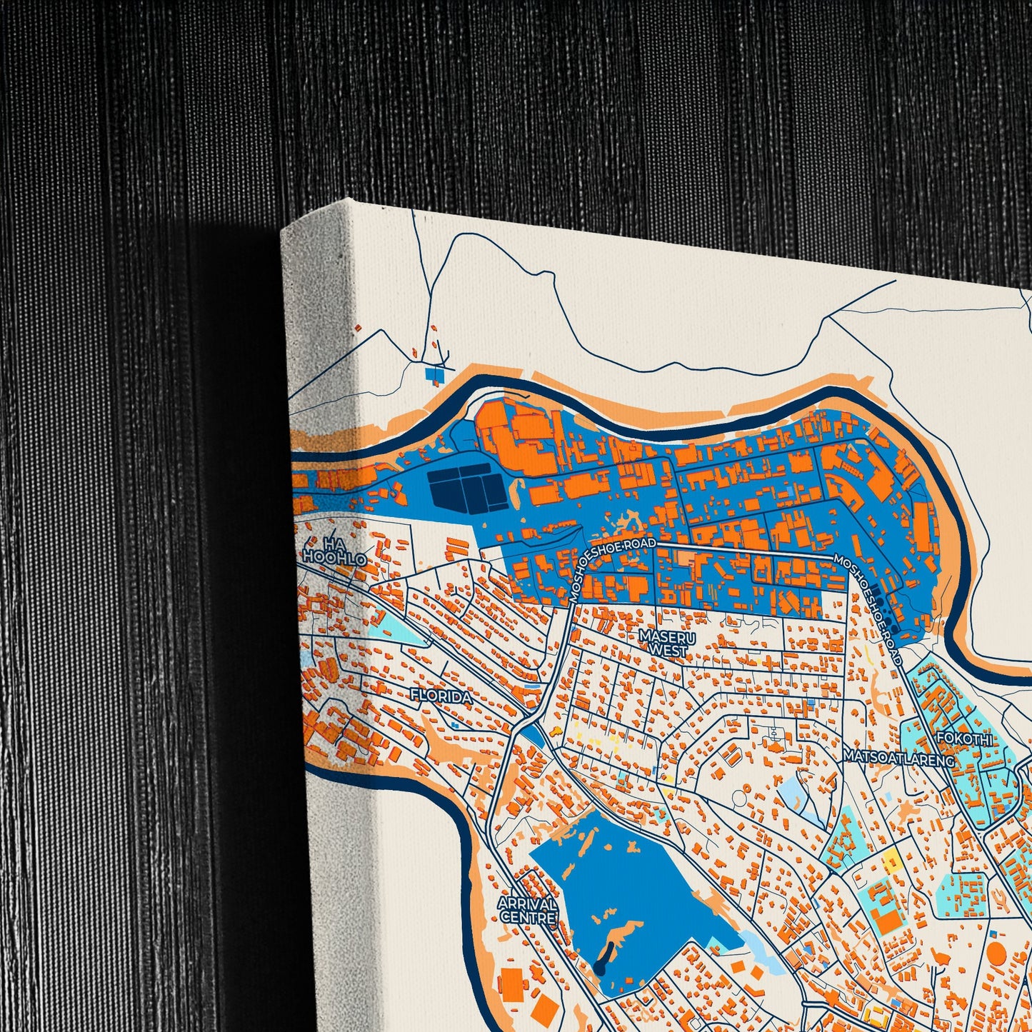 Maseru Lesotho Colorful City Map Canvas Print Detail