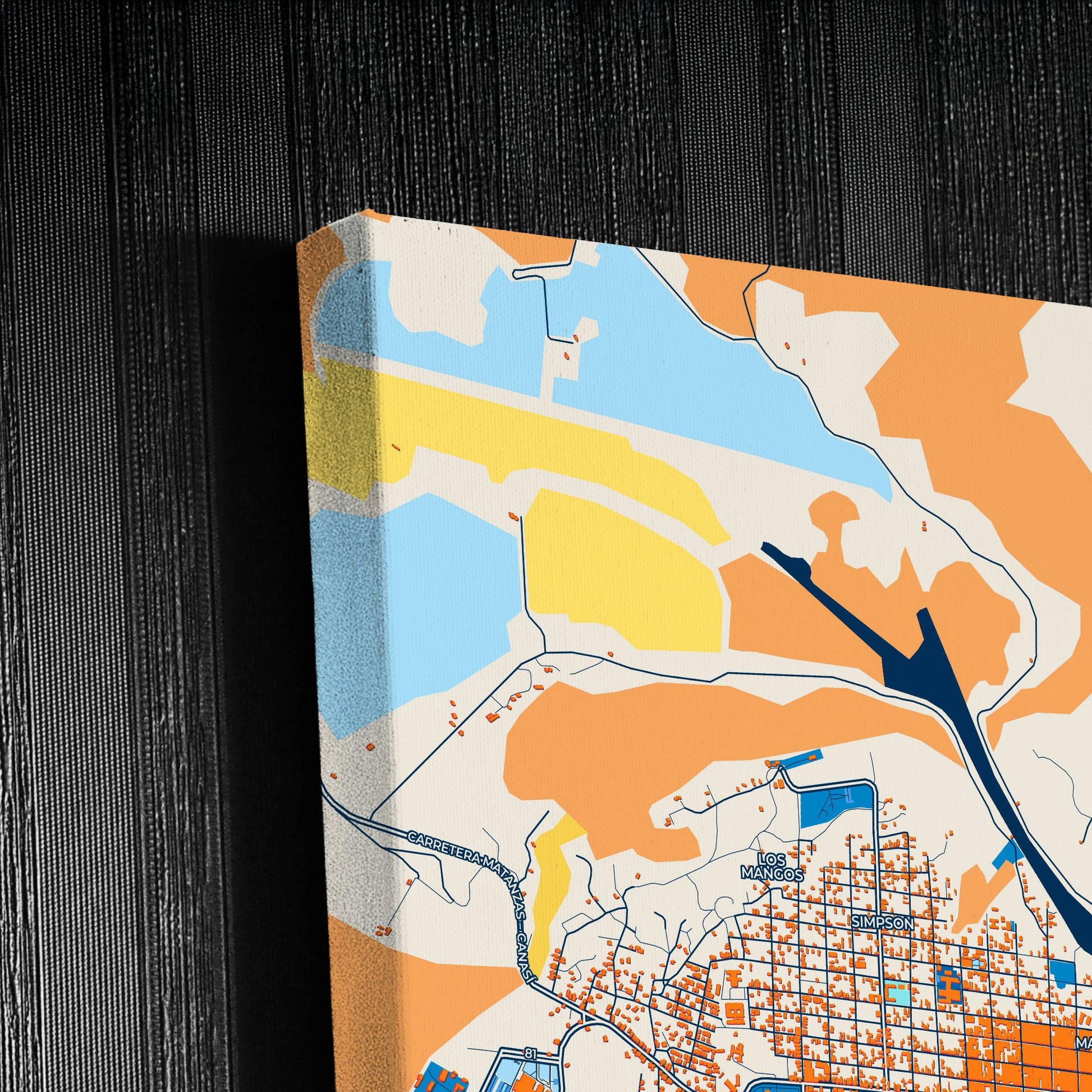 Matanzas Cuba Colorful City Map Canvas Print Detail