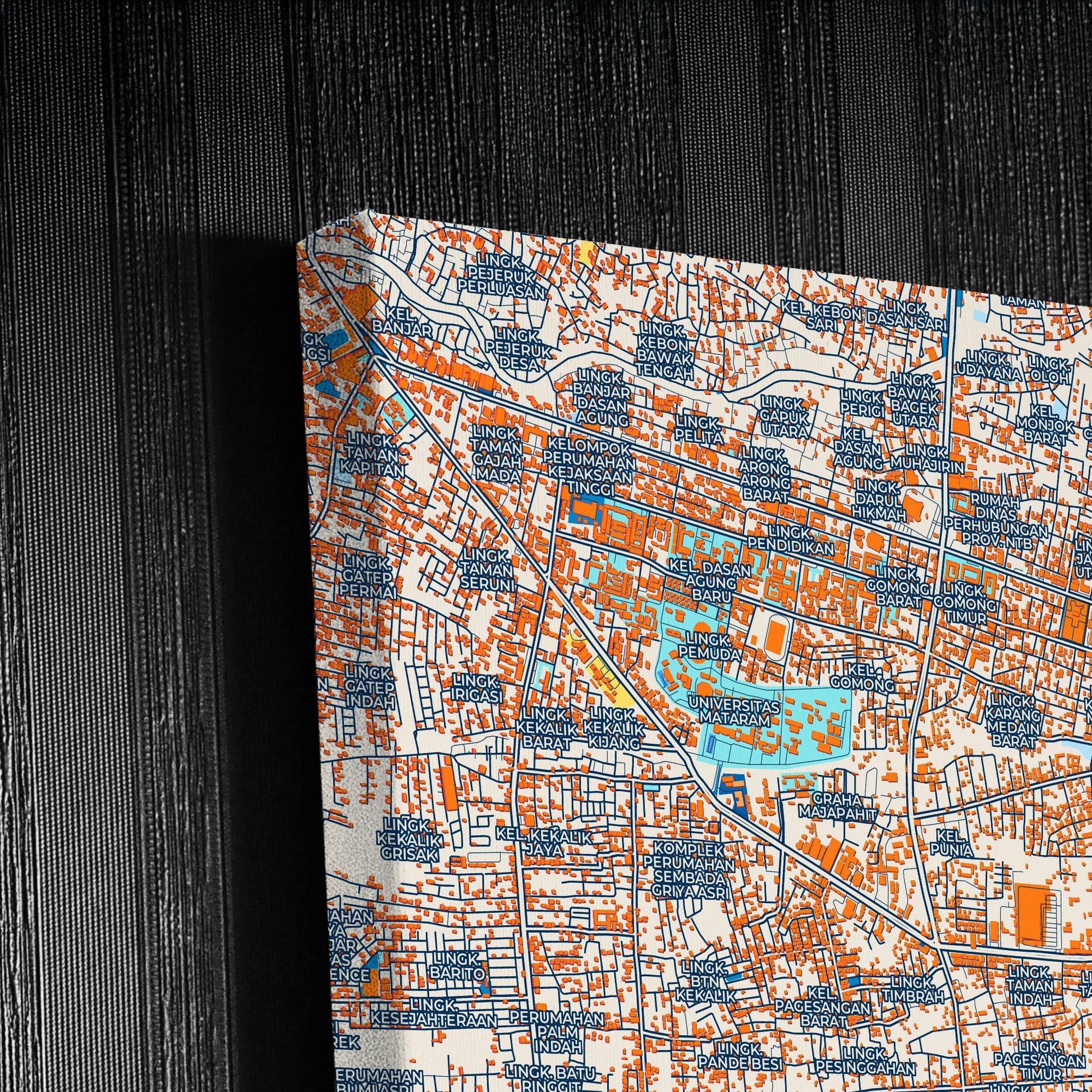Mataram Indonesia Colorful City Map Canvas Print Detail