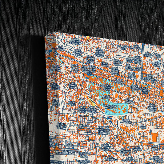 Mataram Indonesia Colorful City Map Canvas Print Detail