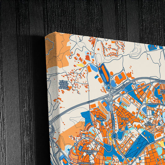 Mataró Spain Colorful City Map Canvas Print Detail