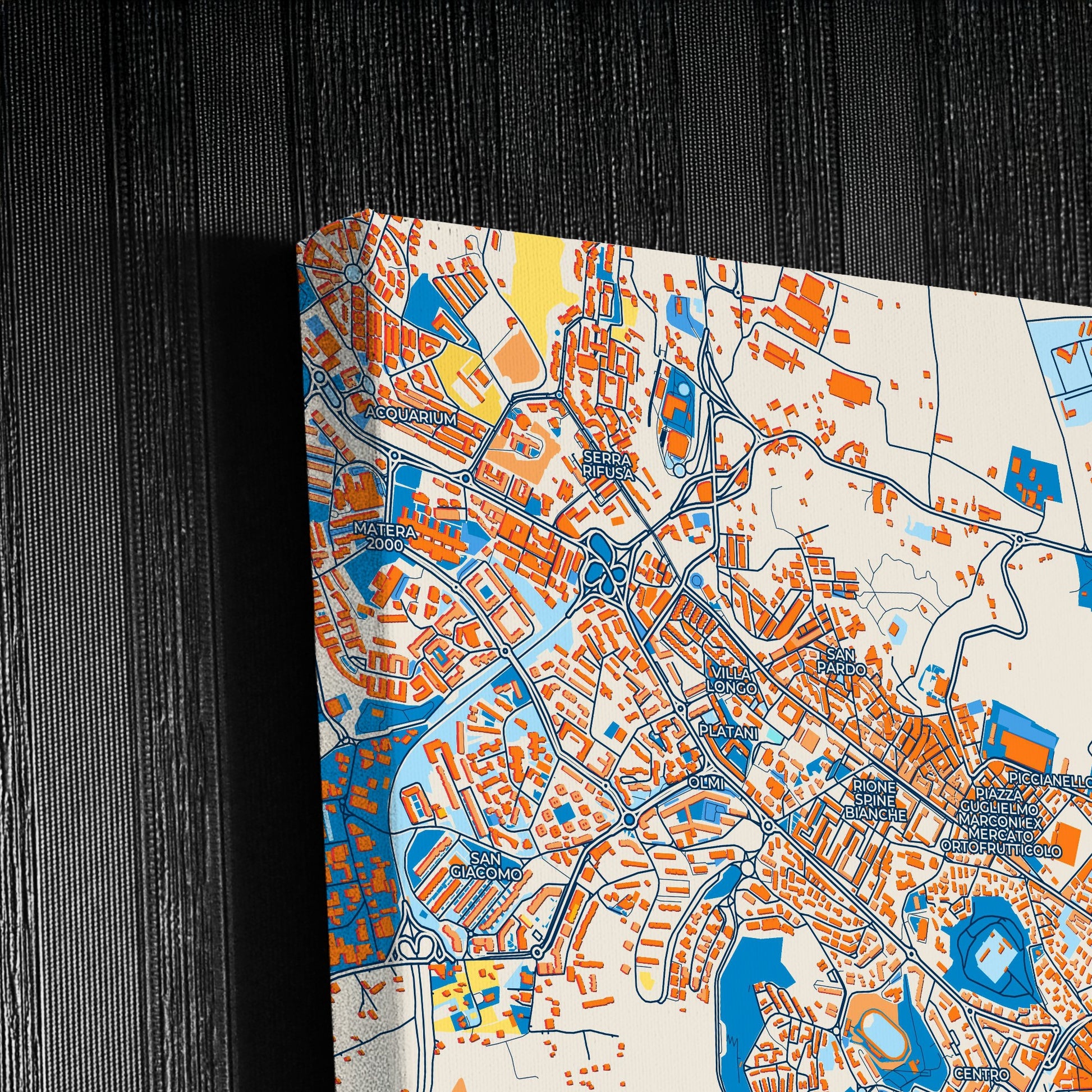 Matera Italy Colorful City Map Canvas Print Detail