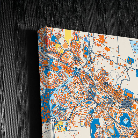 Matera Italy Colorful City Map Canvas Print Detail