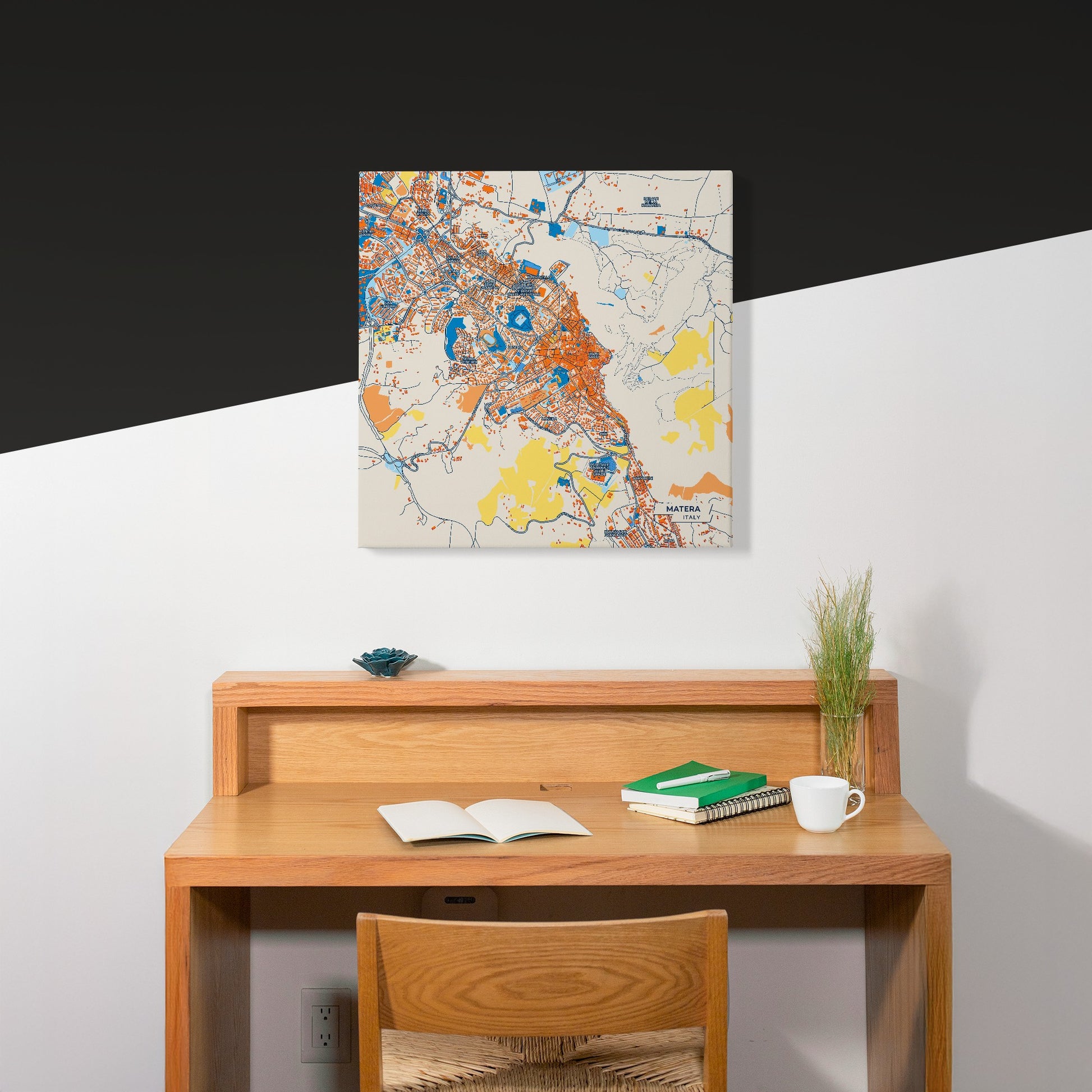 Matera Italy Colorful City Map Canvas Print Scene